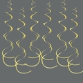 Set of 6 metallic gold spiral PVC hanging decorations for party and holiday events - Double Spiral/Pack of 6 / Macaron Yellow