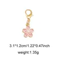 Pink enamel cherry blossom charm with golden lobster clasp for bags and shoes - Style 33 Small Flower