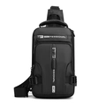 Schwarze wasserdichte Herren-Brusttasche mit mehreren Reißverschlüssen und Funktionsdesign - Verbessert 6-Taschen / Schwarz