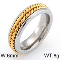 Two-tone 6mm stainless steel rope ring in silver and gold with 8g weight specification - Silver Outer Gold Twisted Rope (KR42634-K)