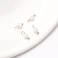 Set of 4 white cat's eye stone beads with gold hanging loops for DIY jewelry making - 4mm (5 Pcs/Pack) / Freshwater Shell