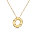 Collana in rame placcato oro con ciondolo a cerchio in zircone su fondo bianco - Lettera O