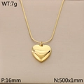 18K gold plated stainless steel heart pendant necklace with sleek snake chain link - Gold Large Solid Heart Style (KN238348-Z)