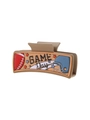 Beige football themed hair claw clip with GAME DAY text for American sports fans - Game Day Beige Square