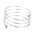 Détail du bracelet spirale argenté à cinq couches avec perles polies élégantes - Style Argent (KLJ5735-Z)