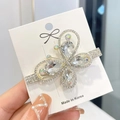 Elegant silver butterfly hair clip with crystal droplets and rainbow rhinestones - Gold Pave Butterfly