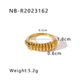 Detail showing dimensions of vintage twisted gold plated stainless steel ring - US 8 / Multi-layer Threaded Style (NB-R2023162)
