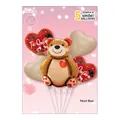 5-piece rose gold heart bear foil balloon set for Valentine's and wedding party decor - Heart Bear 5PCS Set