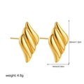 Detail view of gold wave stud earrings showing 26mm height and 14mm width dimensions - 26mm*14mm / Small Gold Wing