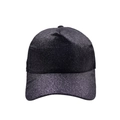 Detail of black glitter baseball cap showing breathable mesh back and sparkly texture - Black