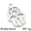 Silver Hamsa Hand with Star of David stainless steel pendant charm 20x13mm for DIY jewelry - 20*13mm / Steel