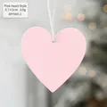 Pink heart-shaped wooden Christmas ornament with 5.7x5cm dimensions and hanging rope - 5.7x5cm/3.8g / Pink Heart