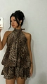 Sexy leopard print halter chiffon mini dress with bow tie detail for summer vacation - XS / Leopard Print
