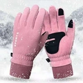 Guanti termici in pile rosa con funzione touch e palmo antiscivolo per sport invernali - Pile Polare Dito Completo / Donna Rosa