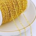 Macro di catena a O in rame placcato oro 18K con sottili maglie piatte su una bobina - Catena a labbra da 2 mm / Placcato Oro 18K