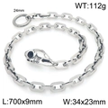 Silver punk skull clasp square chain waist link for men in polished stainless steel - Skull Relief Clasp Style (70cm) (KK152-Z)