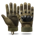 Army green tactical gloves with hard shell knuckle protection and anti-slip palms - L / Soft Shell Protection-Full Finger / Army Green