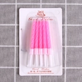 Five pink spiral birthday candles with white holders in a transparent blister pack - Birthday Candle Pink / 5 Pcs Set / Pink