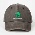 Berretto da baseball in cotone lavato grigio scuro con ricamo cammello Arabia Saudita - Regolabile / caffè