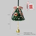 Mini ciondolo a forma di albero di Natale in tessuto con balze verdi, perle e campanello - Pendaglio per albero di Natale con campanello