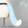 Cosplay plush fox tail in blue and white with adjustable black belt for costumes - One Size / Meow Fox Tail-Blue White