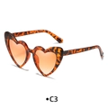 Occhiali da sole a cuore leopardati alla moda con lenti graduate arancioni C3 e cerniere in metallo - Montatura Leopardata Lenti Marroni Sfumate