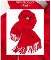 Classic bright red thick winter scarf with soft fringed ends and cashmere-like texture - 200*70cm / Thickened Tassel Style / Red