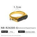 Golden stainless steel ring with green natural stone, waterproof and hypoallergenic - Green Stone Chip Ring (NB-R24200-6)