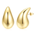 Pendientes de gota dorados pulidos con acabado metálico brillante de estilo minimal - Gota de Agua Mediana Dorada