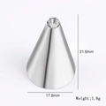 Small stainless steel icing nozzle with dimensions 31.6mm height and 17.9mm width - Pattern 36