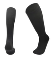 Solid black long football socks for children with thickened towel bottom and ribbed cuff - One Size / Black
