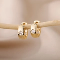 Elegant 18K gold-plated C-shaped huggie earrings with sparkling star zircon stones - Star Shape Gold