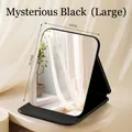 Large folding makeup mirror in black PU leather finish for desk tabletop 20.5x14cm - L / Mystic Black