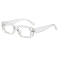 Chic rectangle sunglasses with a transparent frame and durable metal hinges - Transparent White Clear Lens