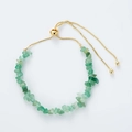 Adjustable green crystal bead bracelet with irregular stones and golden metal chain - Green