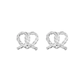 Polished S925 sterling silver twisted heart-shaped knot stud earrings in silver finish - 925 Silver / Silver