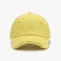 Distressed bright yellow baseball cap with ripped details and adjustable back strap - Adjustable / Neon Yellow