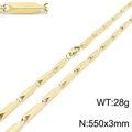 Gold tone stainless steel rhombus link chain necklace for men, 550mm long and 3mm wide - Gold Necklace (KN198162) / 55cmx0.3cm