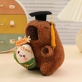 Capybara plush toy with graduation cap and lucky zongzi accessory for exam success - Zongzi Style / Brown