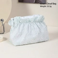 Light green floral lace cloud pouch featuring a drawstring closure and bow detail - Green Cloud Bag