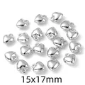 Pendentifs cœur en CCB argenté poli pour la création de bijoux DIY, 15x17mm - 8*10*4.2mm / Argenté
