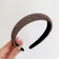 French vintage wide headband with sparkling champagne rhinestones in black fabric - Purple Full Rhinestone Headband / Deep purple