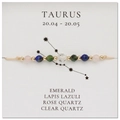 Detail view of Taurus zodiac bracelet with natural emerald, lapis lazuli and rose quartz - Taurus