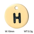 Golden stainless steel round pendant with black letter H, 10mm size and polished finish - Letter H Gold (KLJ1385-Z)