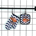Thickened kitchen oven glove and pot holder set with blue wave pattern and tea theme - Red Teapot/Keep Calm And Drink Tea