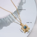 Collier tortue plaqué or 18 carats avec pierre dégradée verte et zircons blancs - Or / Tortue en Coquillage Bleu-Vert