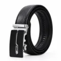 Cinturon hombre hebilla automatica cuero genuino negro negocios casual pantalon al por - Estilo 7