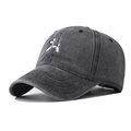 Vintage washed dark grey cotton baseball cap with white balloon dog embroidery detail - Adjustable / Black