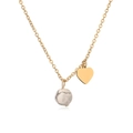 Detail of gold heart pendant and white marble bead necklace with mirror reflection - 10MM Bead / Gold-White Turquoise