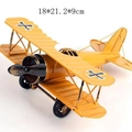 Retro iron biplane model in bright yellow with cross insignia, size 18x21.2x9cm - 18*21.2*9cm / Yellow